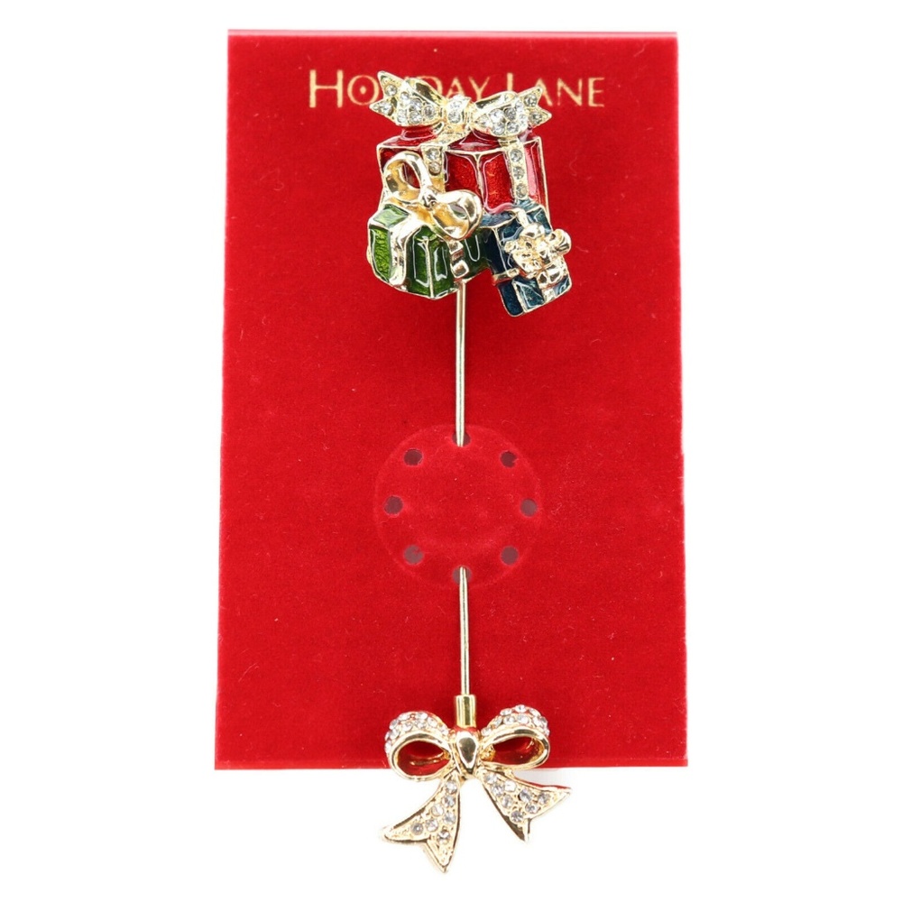Charter Club Gold-Tone Pave Gift & Bow Brooch‎